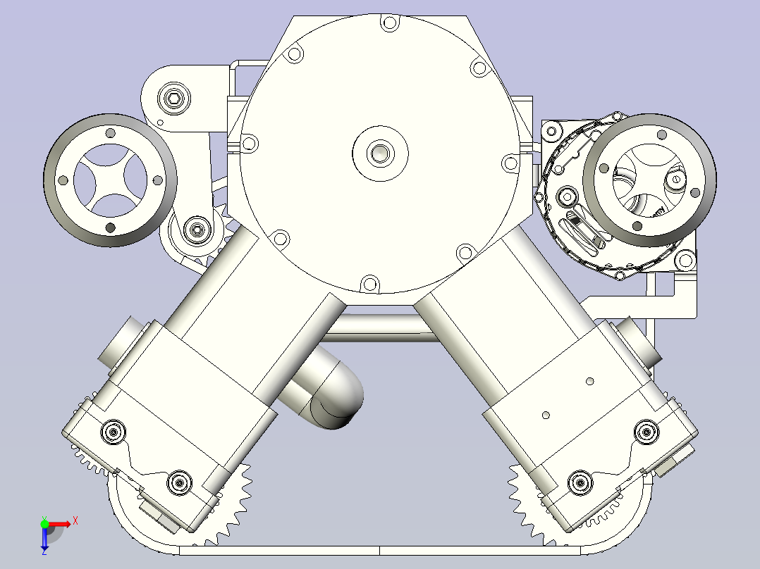 Carburator V8发动机模型3D图纸俯视图