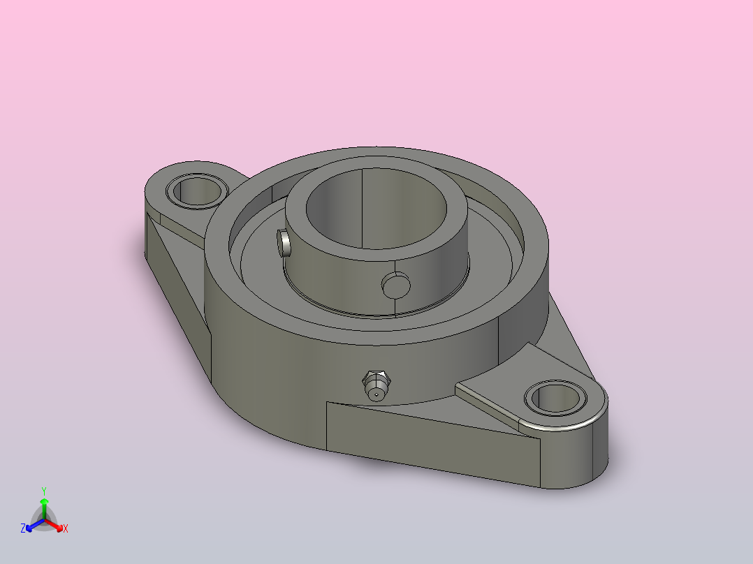 FLU208-PBT-C1塑料菱形轴承座正等轴测图