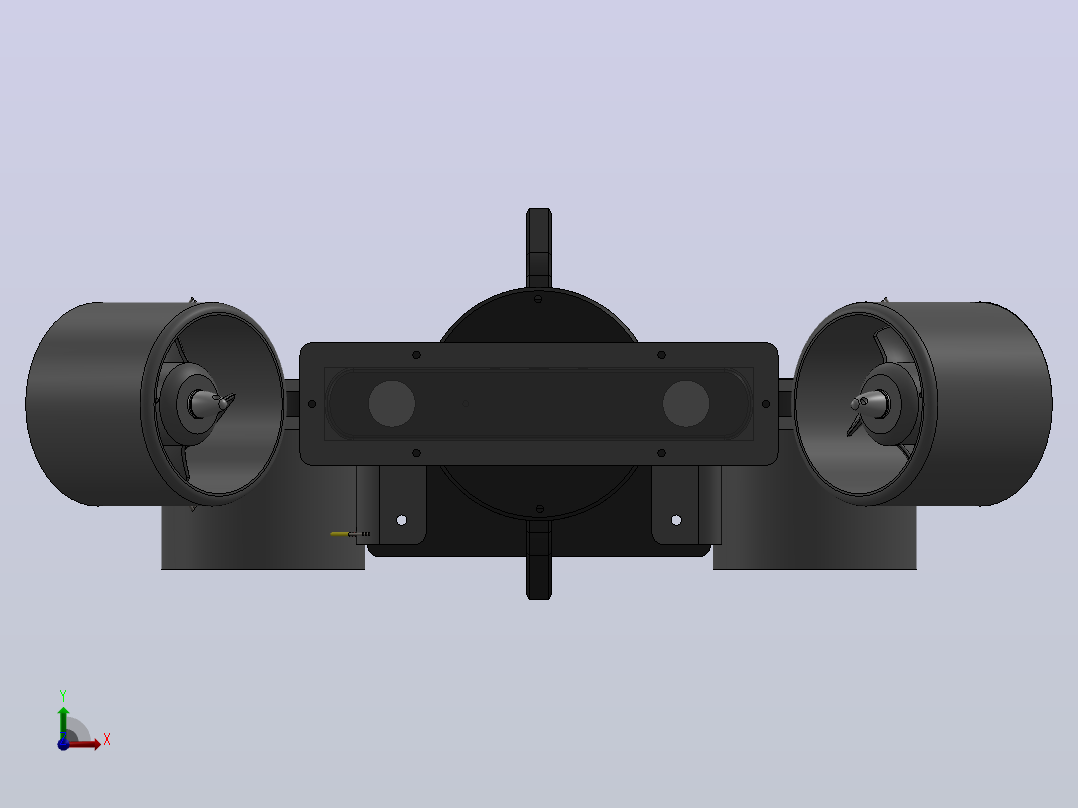 带有3D可打印推进器的ROV前视图