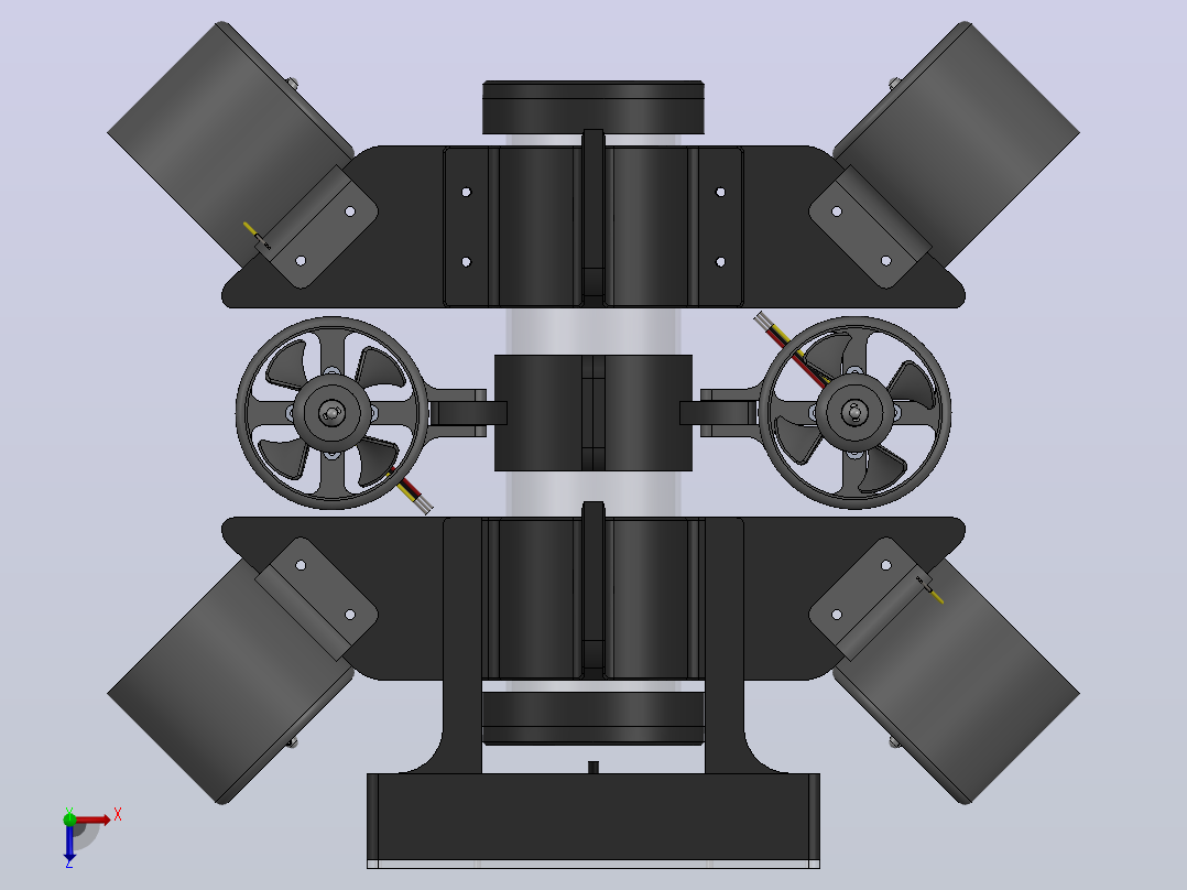 带有3D可打印推进器的ROV俯视图
