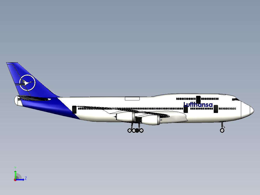 波音 747-400客机左视图
