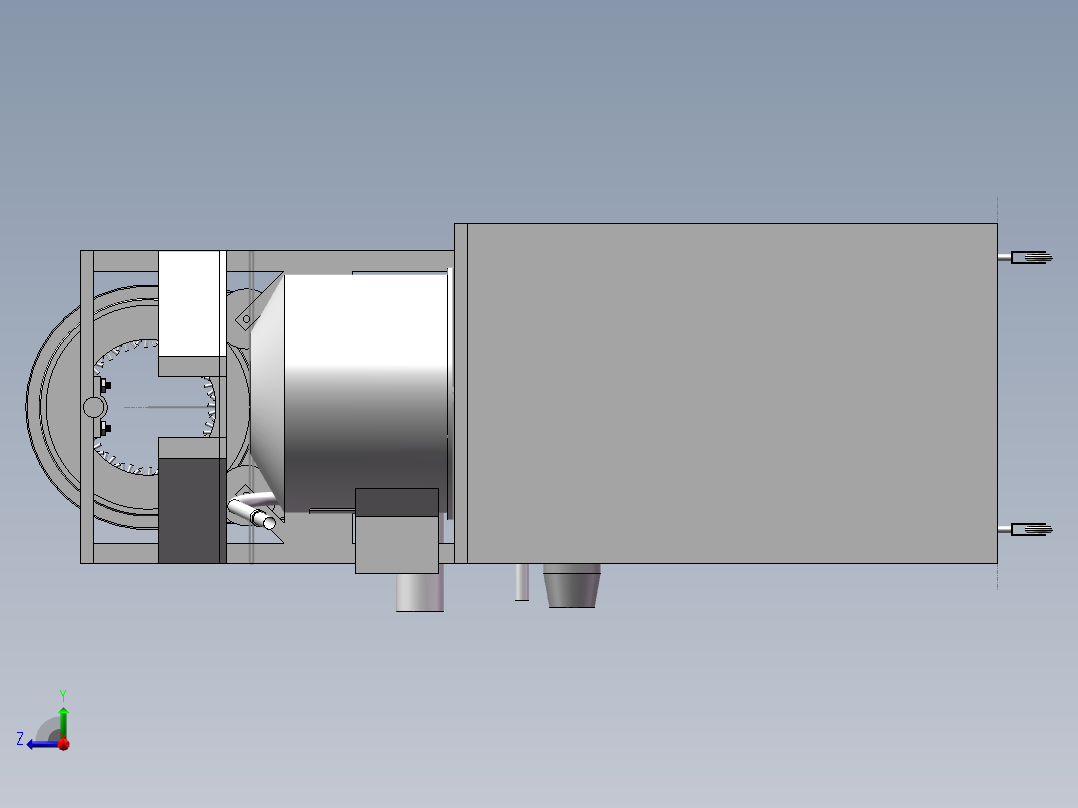 马铃薯去皮机设计含SW三维图右视图