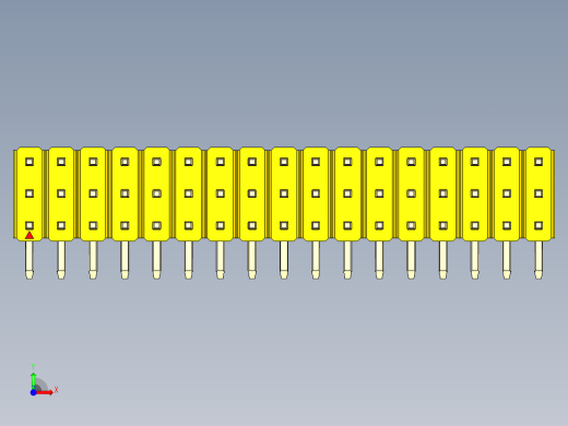 彩色公排针 100mil 2.54mm 系列-DS1022_yellow_3x17p_100mil_TypeD_rev1.0前视缩略图