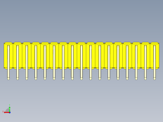 彩色公排针 100mil 2.54mm 系列-DS1022_yellow_3x17p_100mil_TypeD_rev1.0后视缩略图