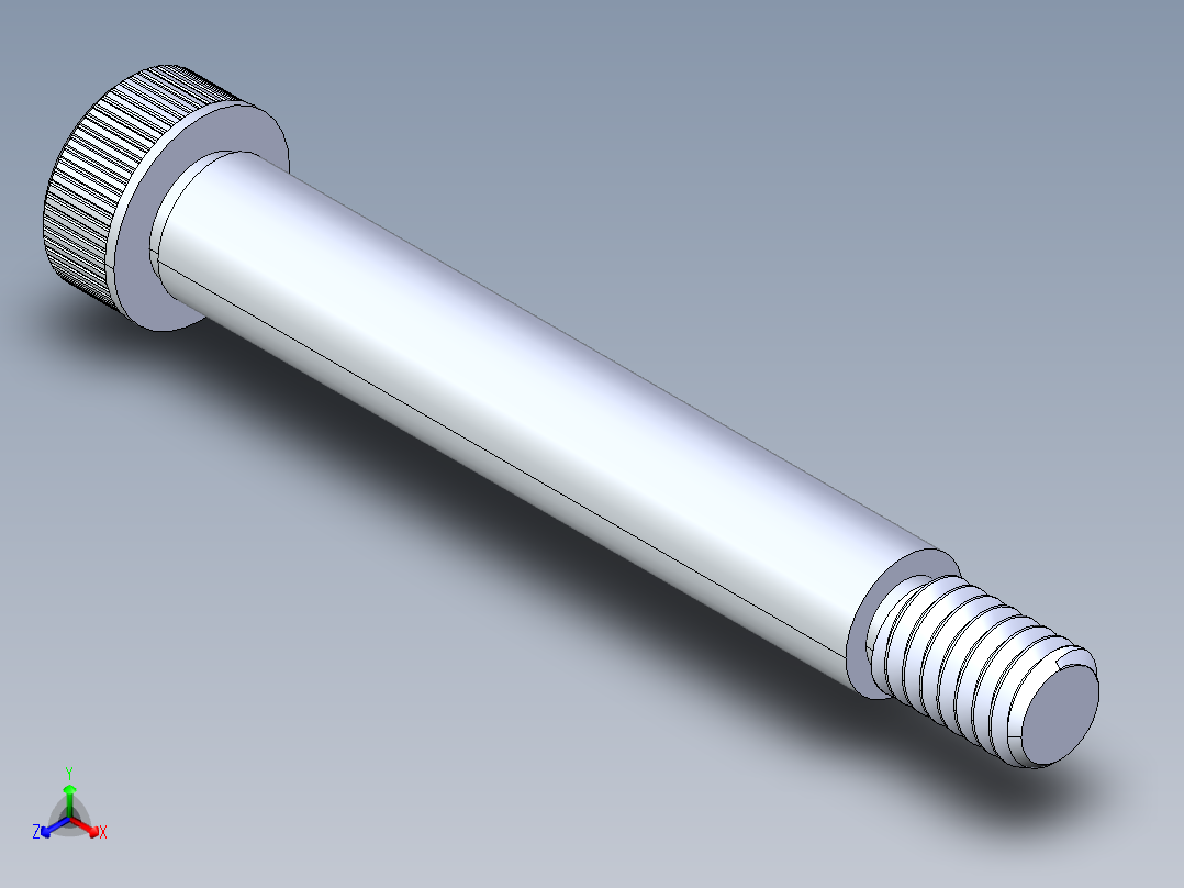 内六角螺螺栓-SB 0.3125-18 x 2.25正等轴测图