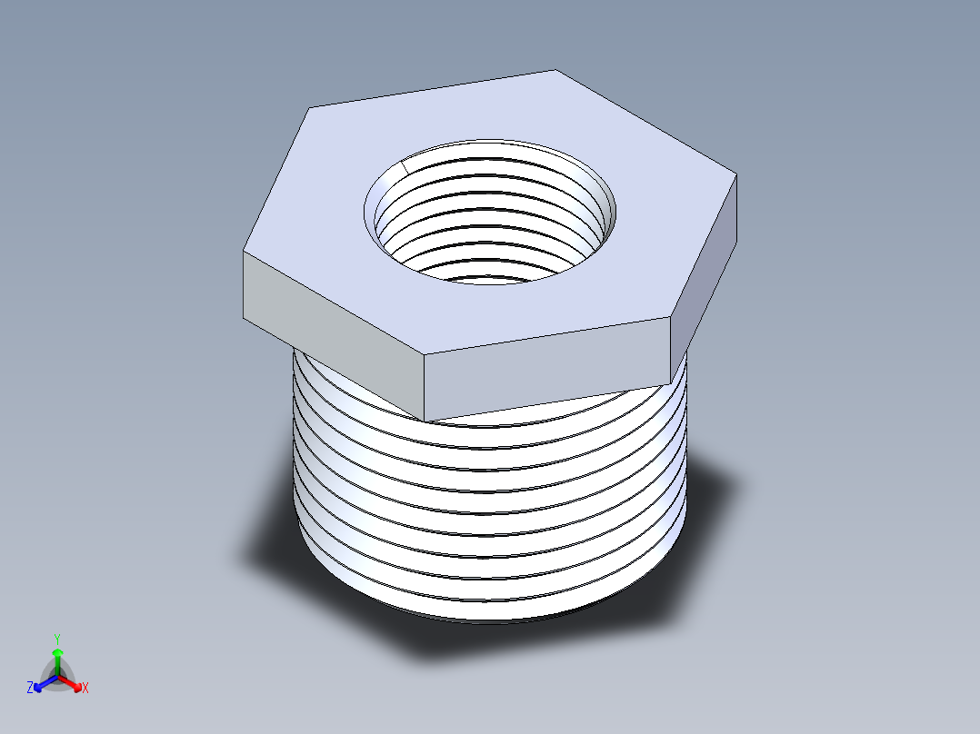聚氯乙烯配件18-Sch80_ReducerBushing_MPTxFPT_839-099_0.75in x 0.375in正等轴测图