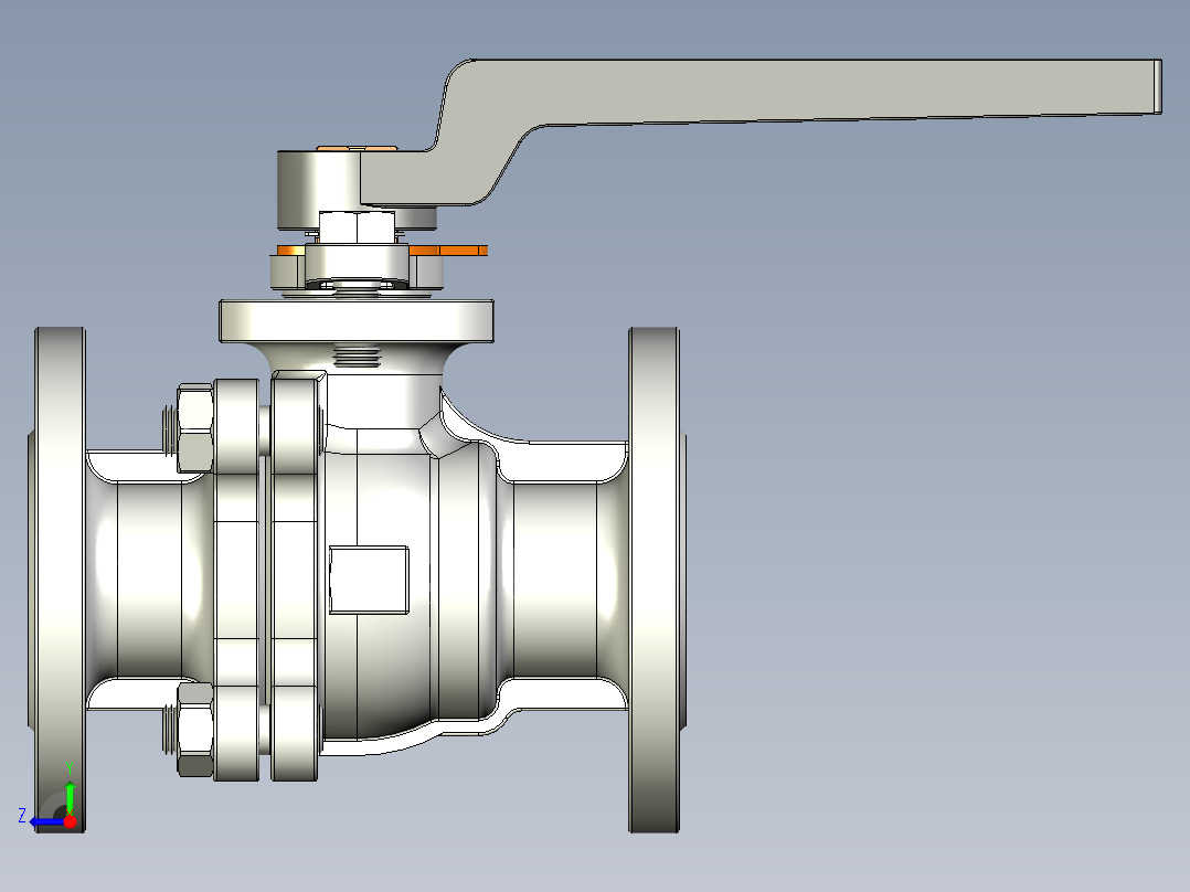 管道手动球阀-水管开关阀-手动阀门User Library-md52c150dn40右视图