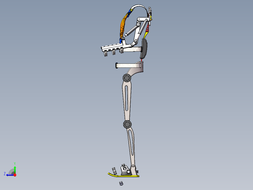 外骨骼总装SW三维模型右视图