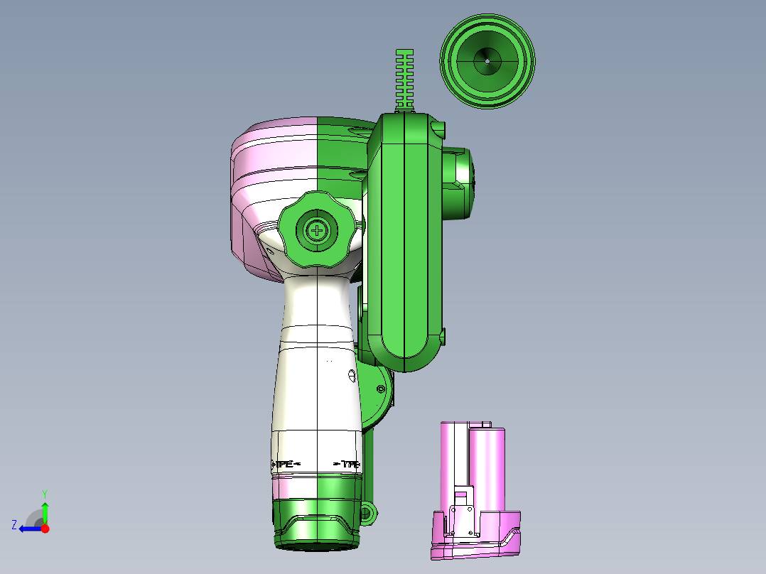 锂电玻璃胶枪右视图