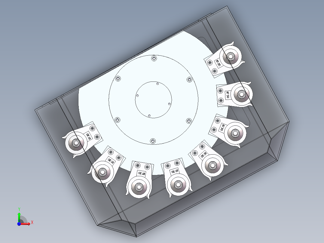 斗笠式刀库换刀刀盘sw18可编辑前视图