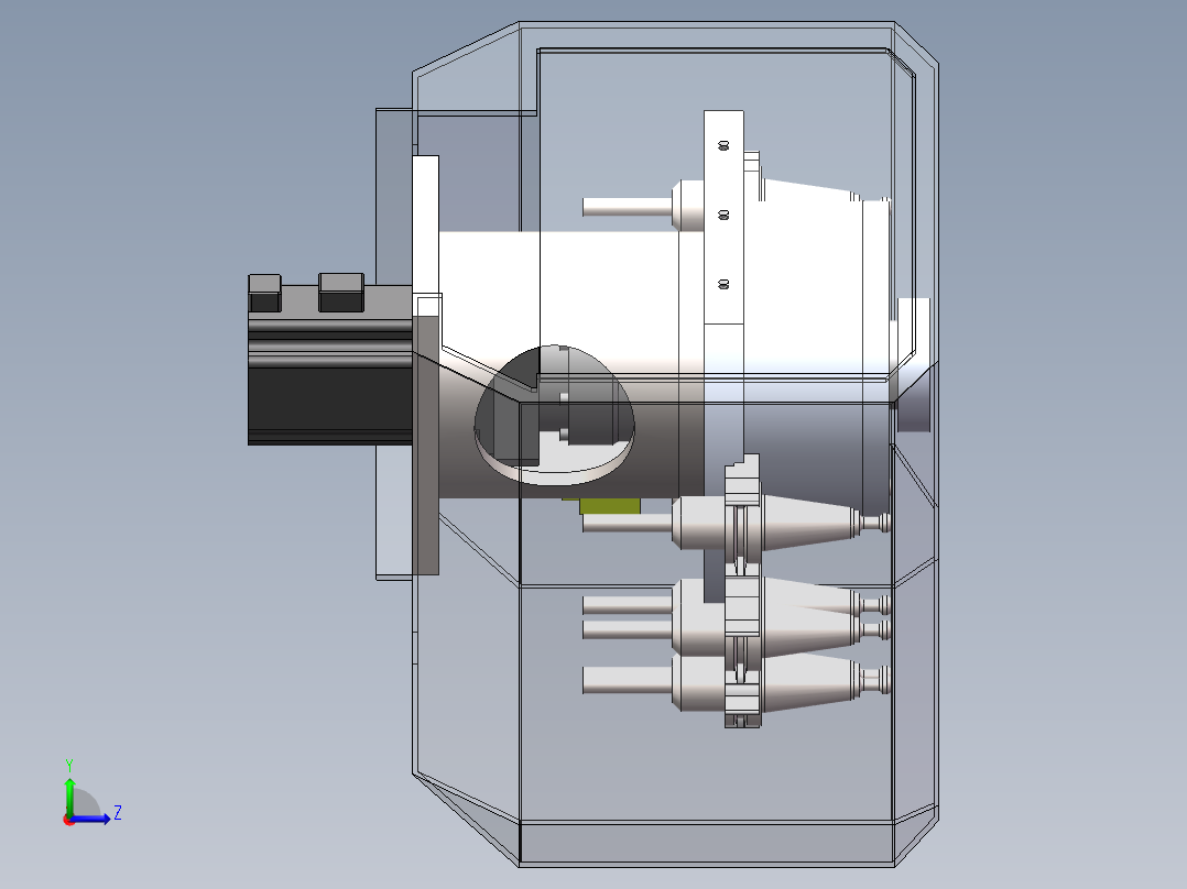 斗笠式刀库换刀刀盘sw18可编辑左视图