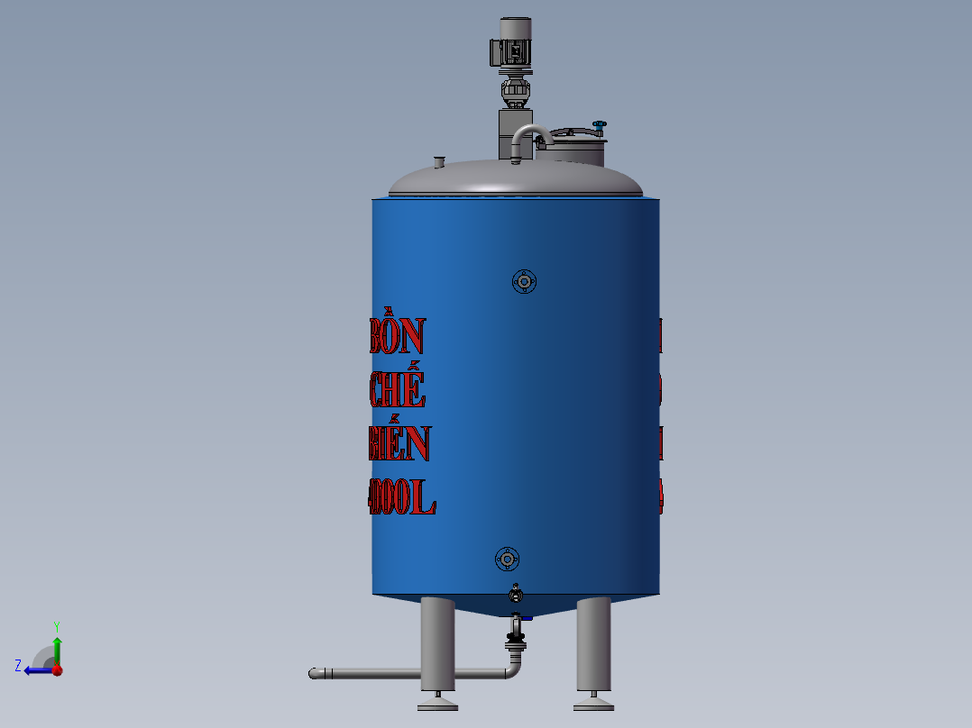 混合搅拌罐（器）右视图