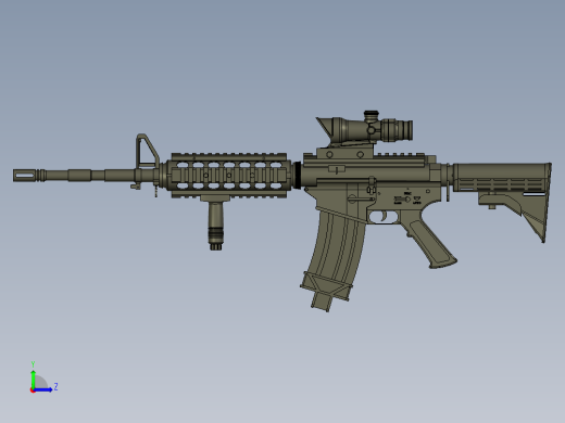 手枪左轮冲锋枪老式狙击步枪设计3D图纸colt-m4a1-carbine inventor左视缩略图