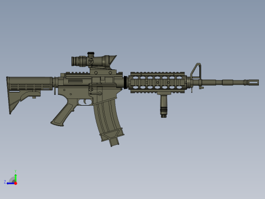 手枪左轮冲锋枪老式狙击步枪设计3D图纸colt-m4a1-carbine inventor右视缩略图