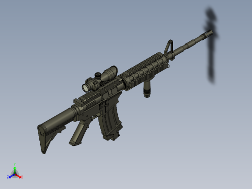 手枪左轮冲锋枪老式狙击步枪设计3D图纸colt-m4a1-carbine inventor正等轴测缩略图