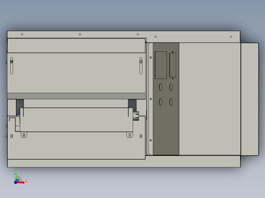 机械驱动的披萨炉前视图