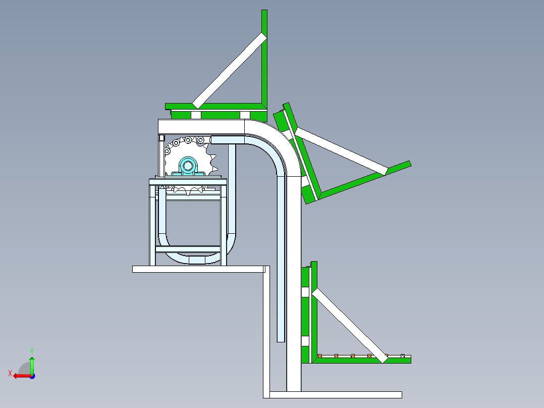 翻斗式往复升降机构后视图