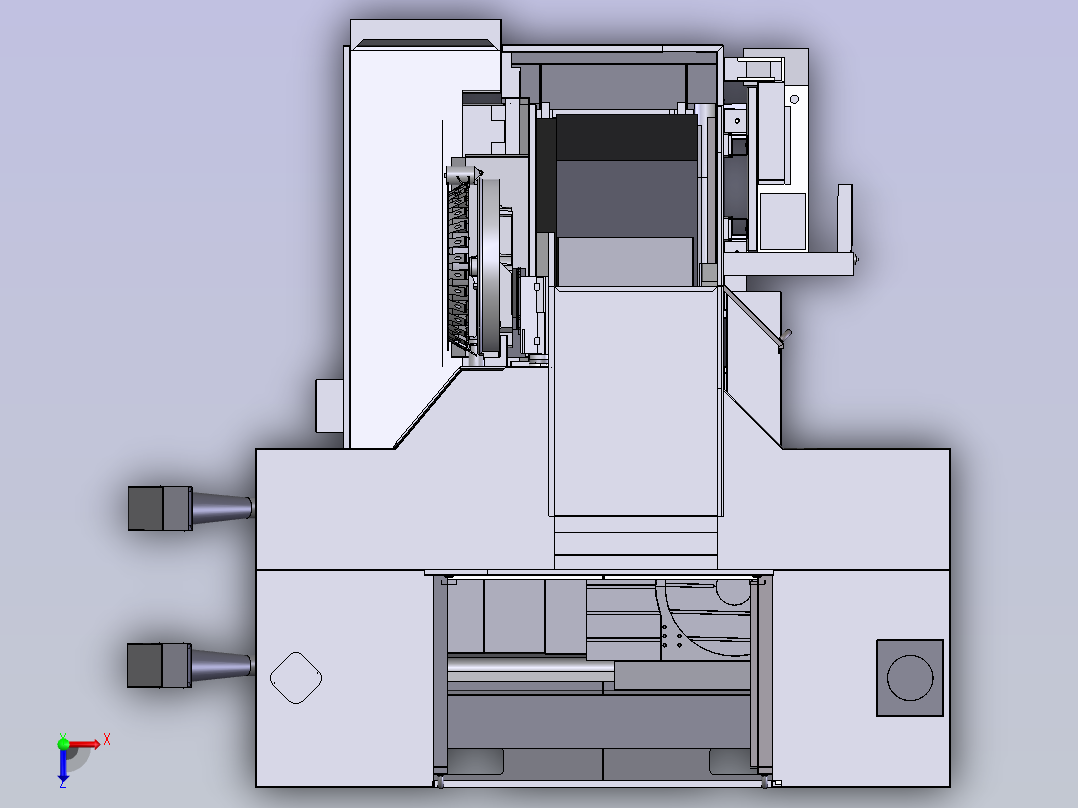 卧式数控加工中心俯视图