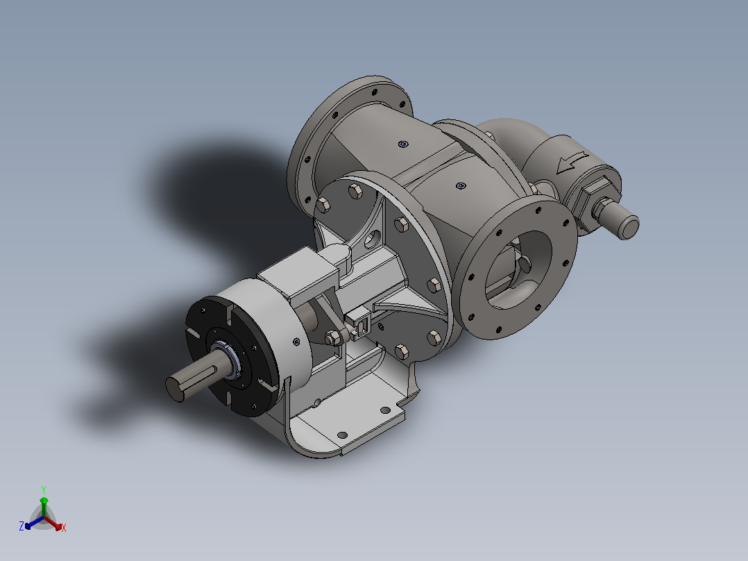 6X6内啮合齿轮泵3D数模图纸 Solidworks设计主视图