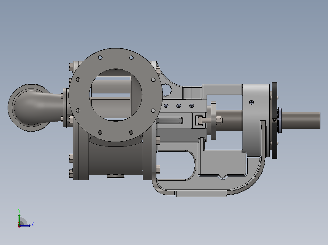 6X6内啮合齿轮泵3D数模图纸 Solidworks设计左视图