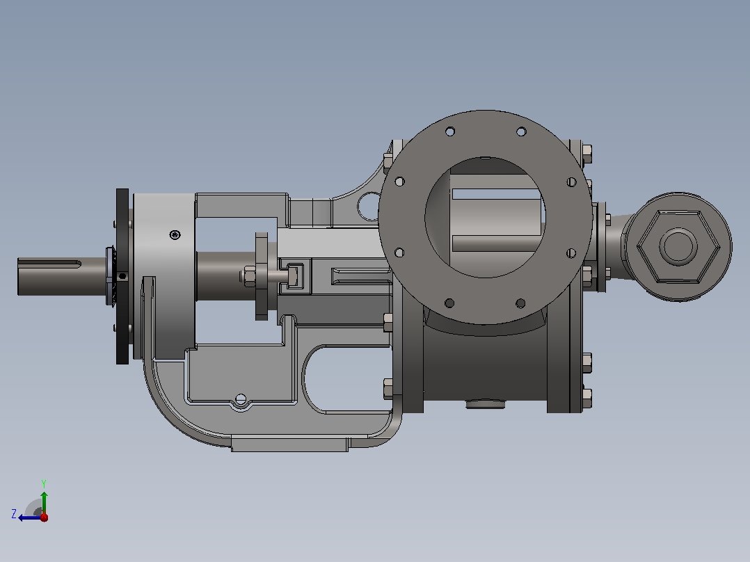 6X6内啮合齿轮泵3D数模图纸 Solidworks设计右视图