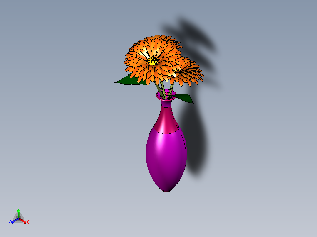 插花及花瓶CATIA V5 r21模型主视图