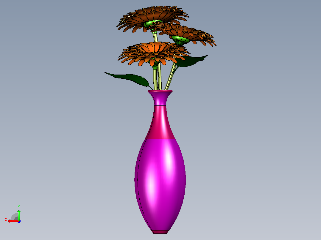插花及花瓶CATIA V5 r21模型后视图
