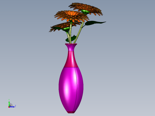 插花及花瓶CATIA V5 r21模型左视缩略图