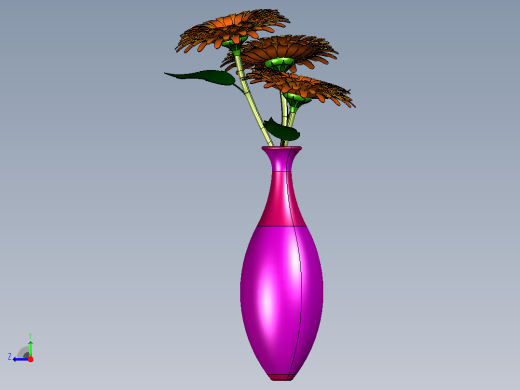 插花及花瓶CATIA V5 r21模型右视缩略图