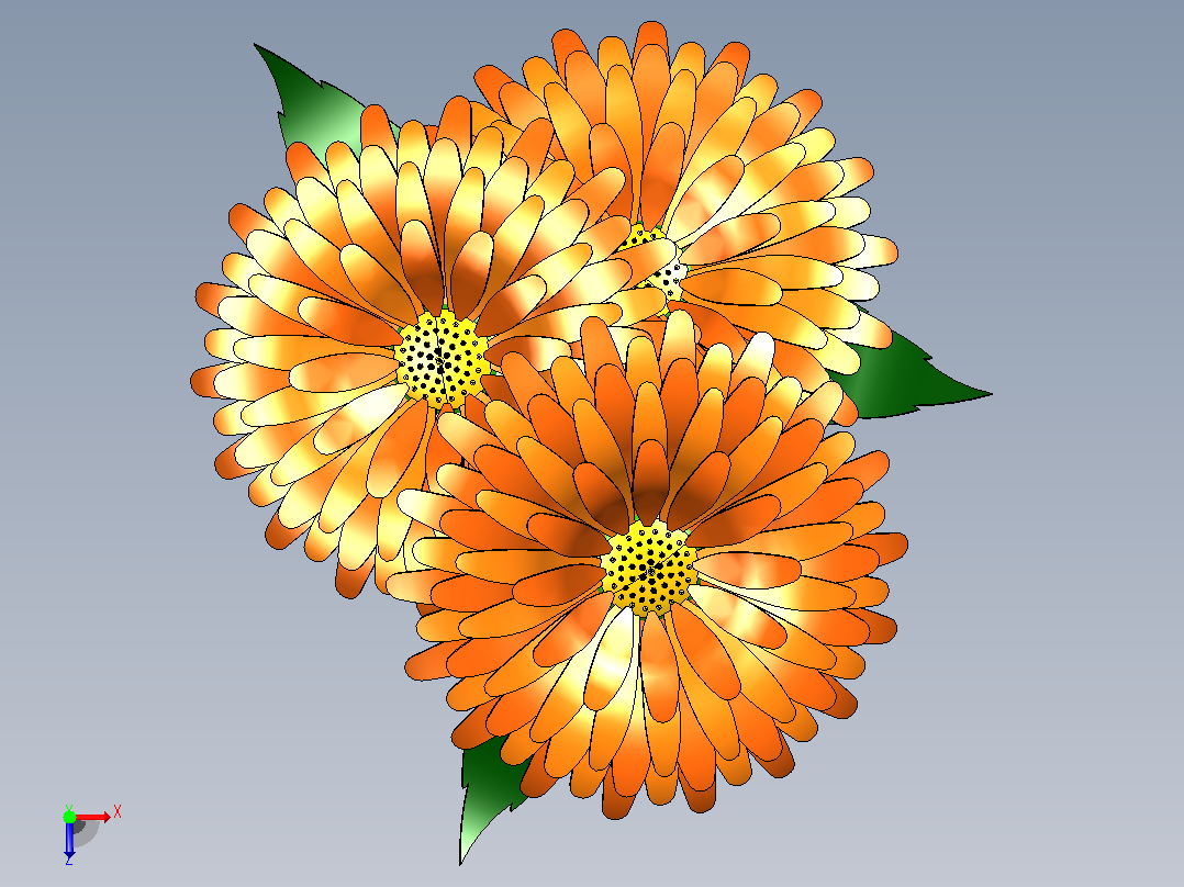 插花及花瓶CATIA V5 r21模型俯视图