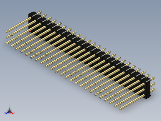 彩色公头100mil（2.54mm）系列-DS1021_black_3x24p_100mil_Type5_rev1.0正等轴测缩略图