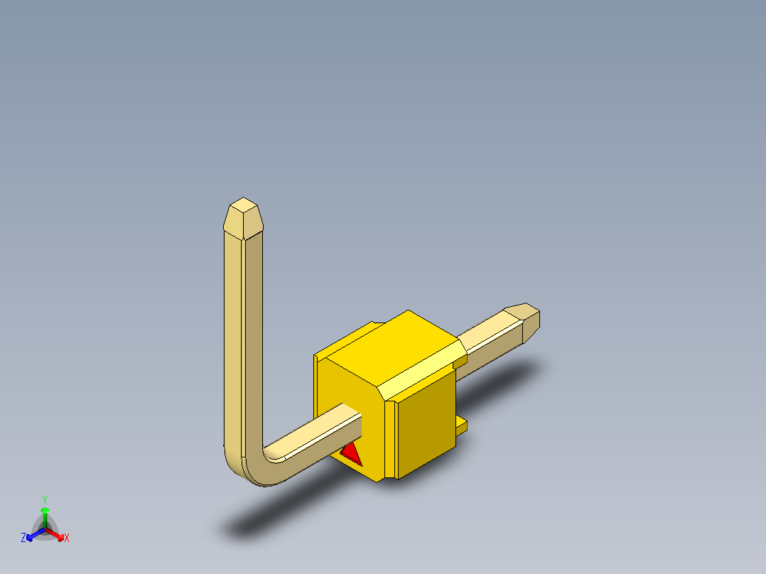 彩色公排针 100mil 2.54mm 系列-DS1022_yellow_01p_100mil_TypeU_rev1.0主视图