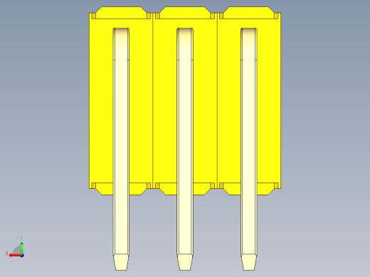 彩色公排针 100mil 2.54mm 系列-DS1022_yellow_3x03p_100mil_TypeD_rev1.0后视缩略图