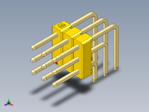 彩色公排针 100mil 2.54mm 系列-DS1022_yellow_3x03p_100mil_TypeD_rev1.0正等轴测缩略图