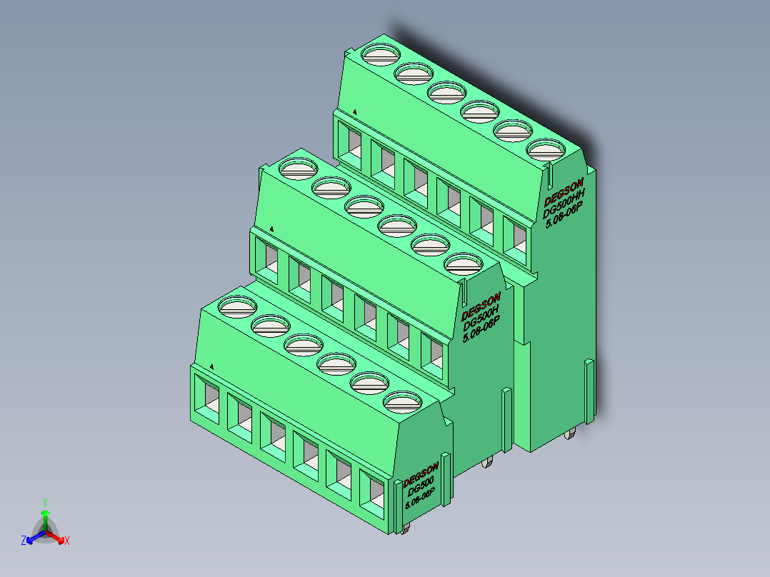 DEGSON DG500 系列 5.05.087.62mm 接线端子-DG500A3-5.08-18P-14-00AH主视图