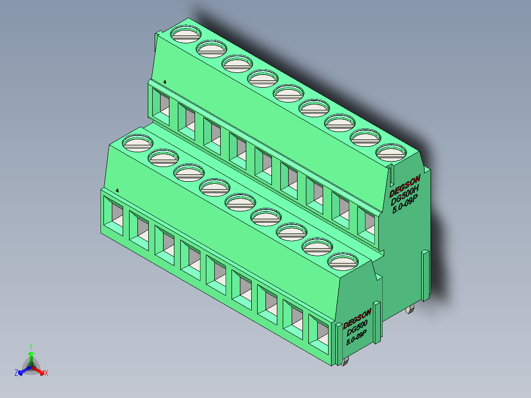 DEGSON DG500 系列 5.05.087.62mm 接线端子-DG500A-5.0-18P-14-00AH主视图