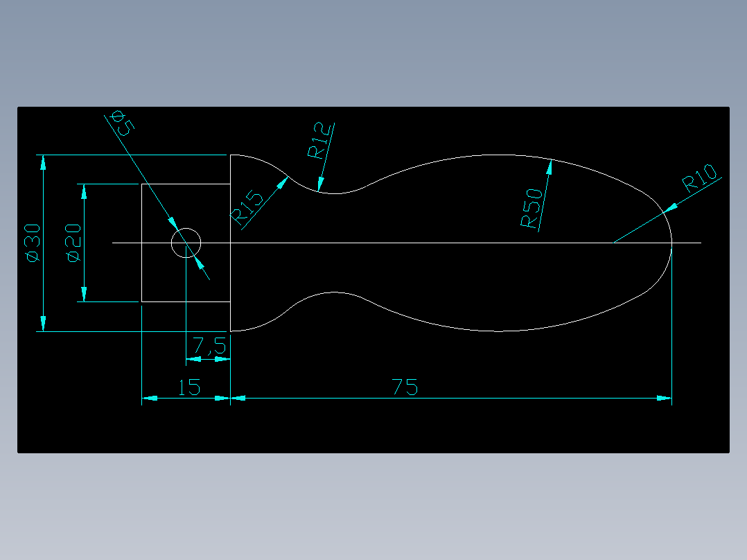 CAD格式机械制图二维100例练习-08 手柄