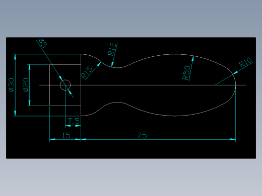 CAD格式机械制图二维100例练习-08 手柄