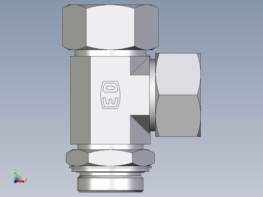 卡套式工业通用硬管接头EO_Adjustable_locknut_run_tee_LEE38SRCF前视缩略图