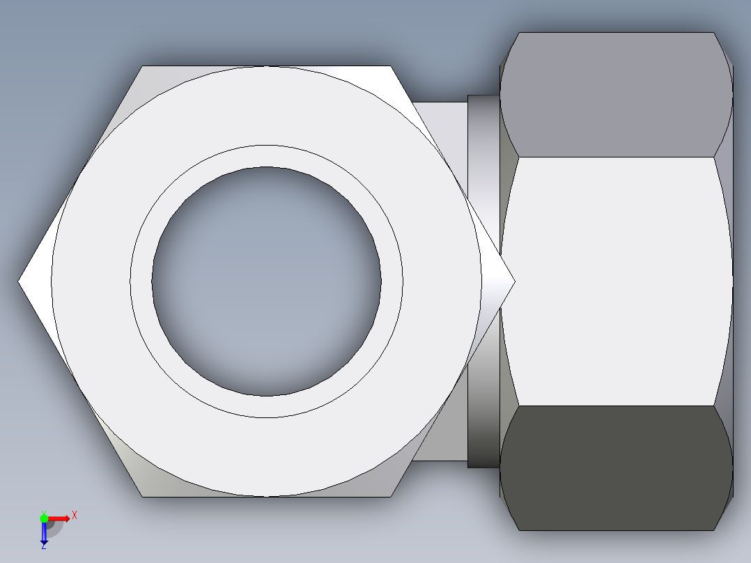 卡套式工业通用硬管接头EO_Adjustable_locknut_run_tee_LEE38SRCF俯视图