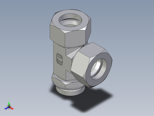 卡套式工业通用硬管接头EO_Adjustable_locknut_run_tee_LEE38SRCF正等轴测缩略图