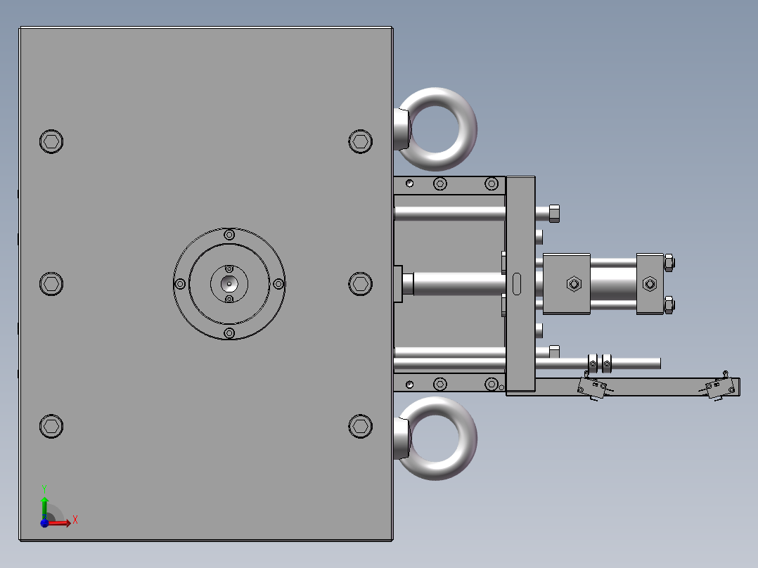 油缸抽芯，4面滑块前视图