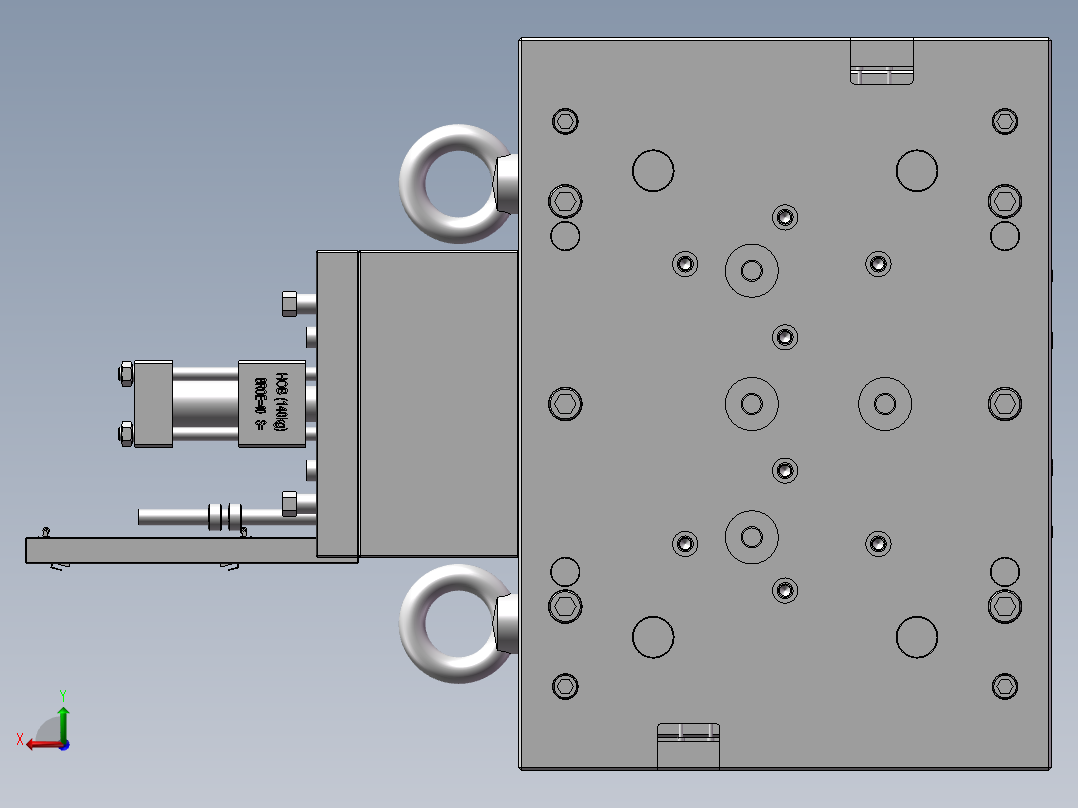 油缸抽芯，4面滑块后视图