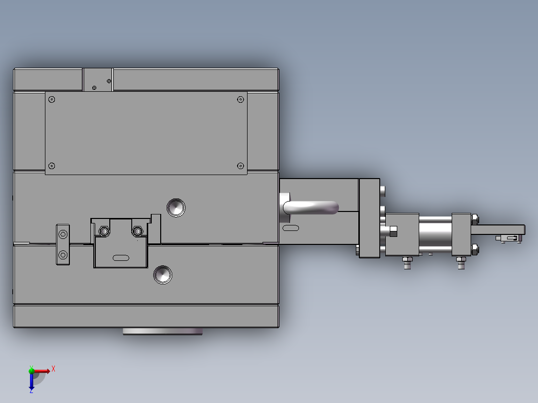 油缸抽芯，4面滑块俯视图