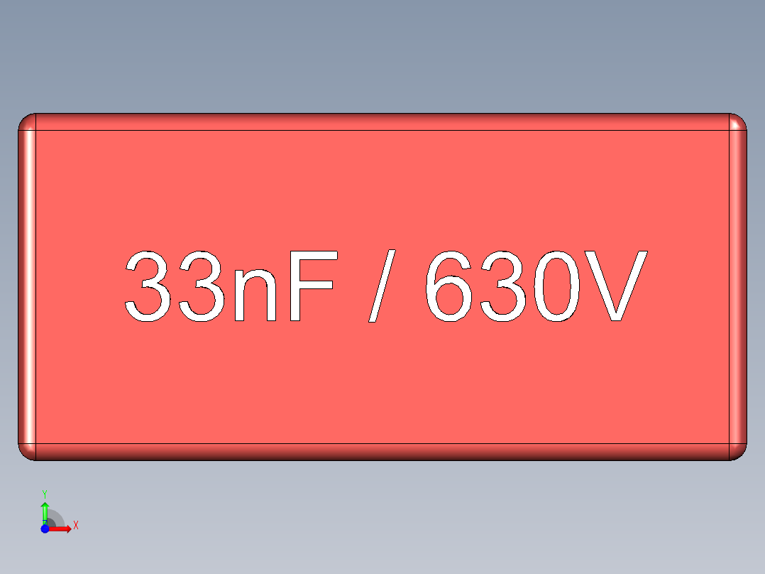 薄膜电容器，长10.5 x W5 x高11毫米，间距7.5毫米前视图