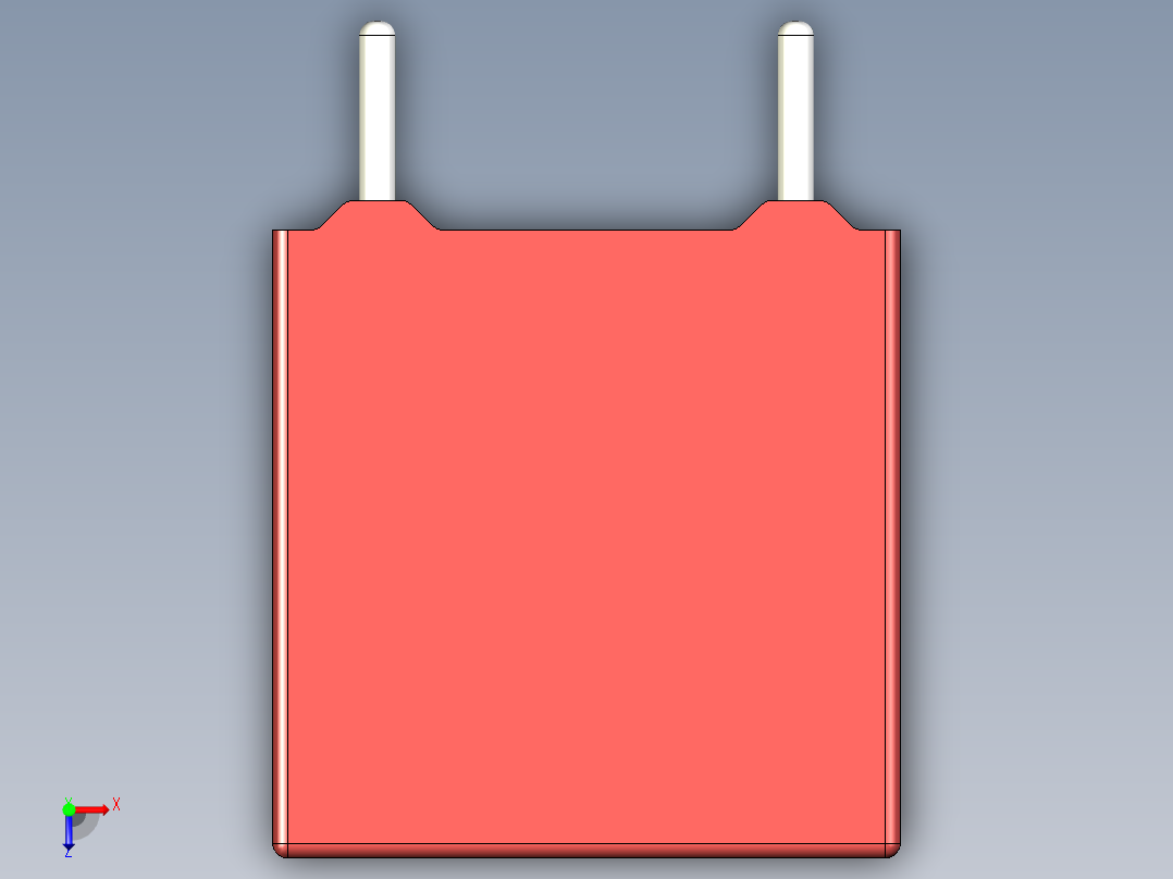 薄膜电容器，长10.5 x W5 x高11毫米，间距7.5毫米俯视图