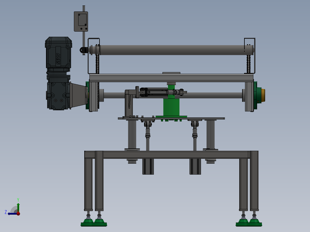 顶升旋转滚筒线右视图