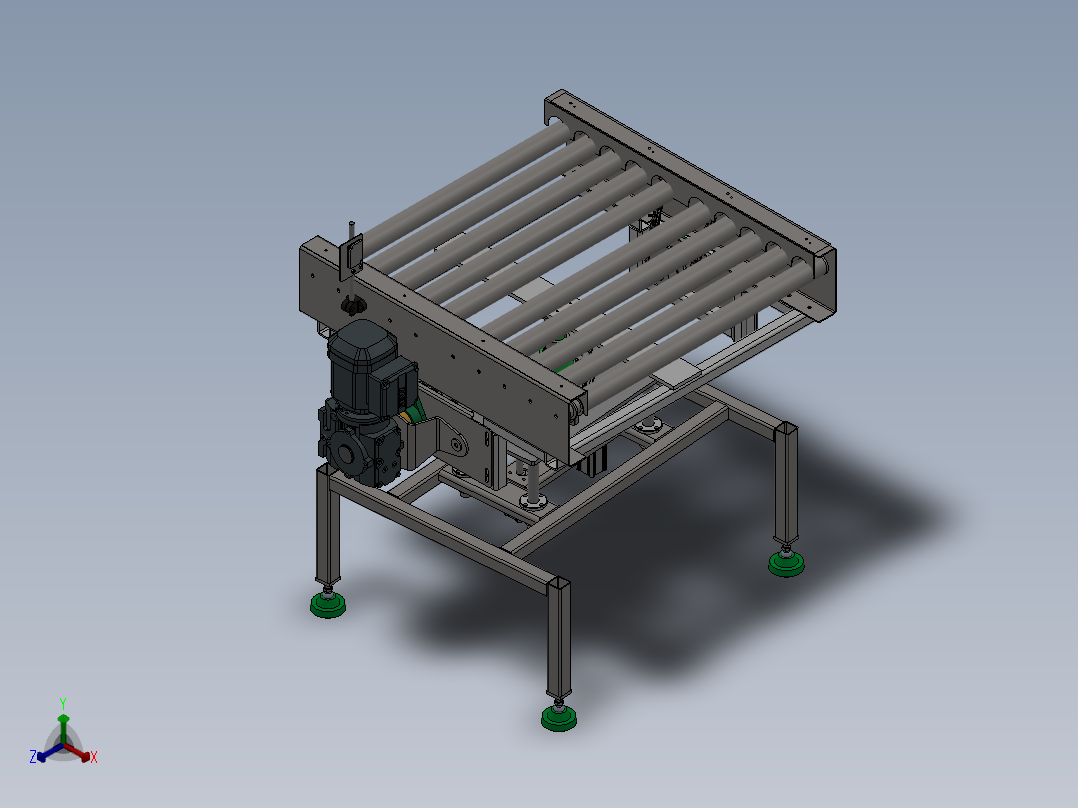 顶升旋转滚筒线正等轴测图