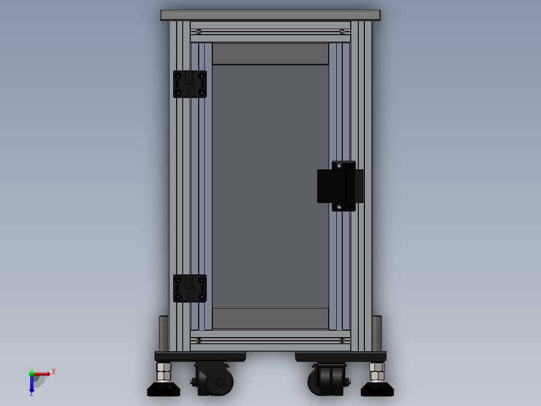 电控柜、铝合金机架俯视图