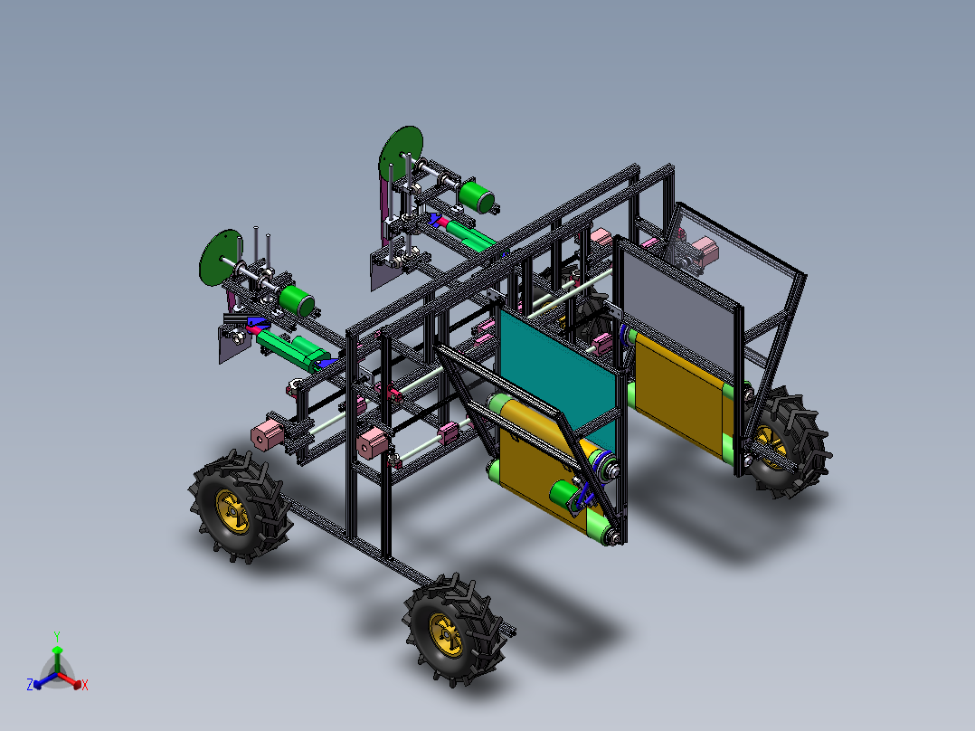 成型式沙障碍铺设装置设计正等轴测图